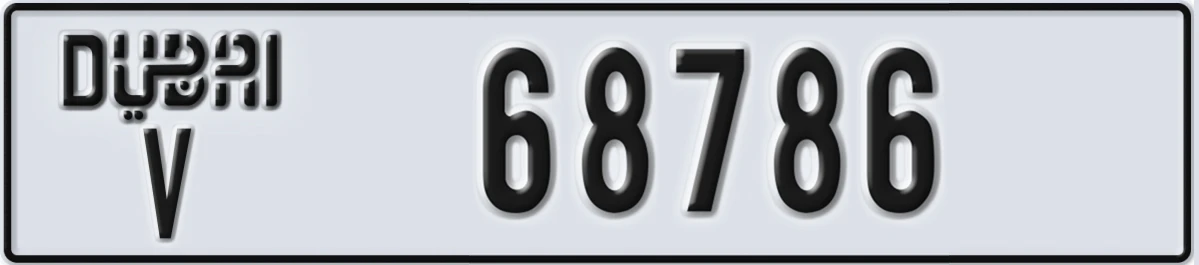 UAE License Plate Dubai V 68786