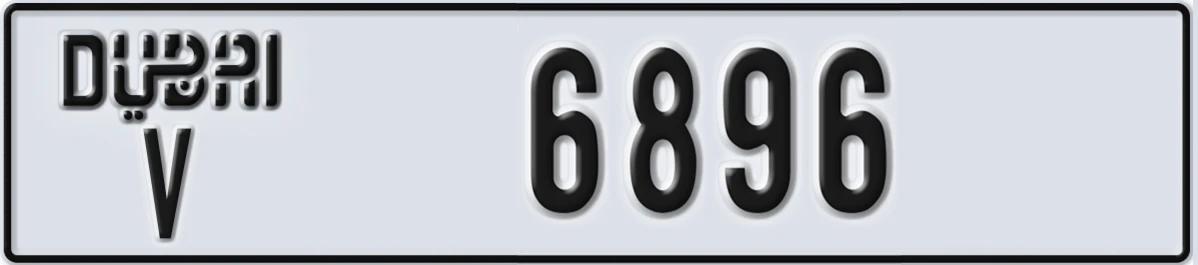 UAE License Plate Dubai V 6896