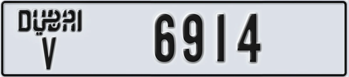 UAE License Plate Dubai V 6914
