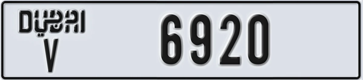 UAE License Plate Dubai V 6920