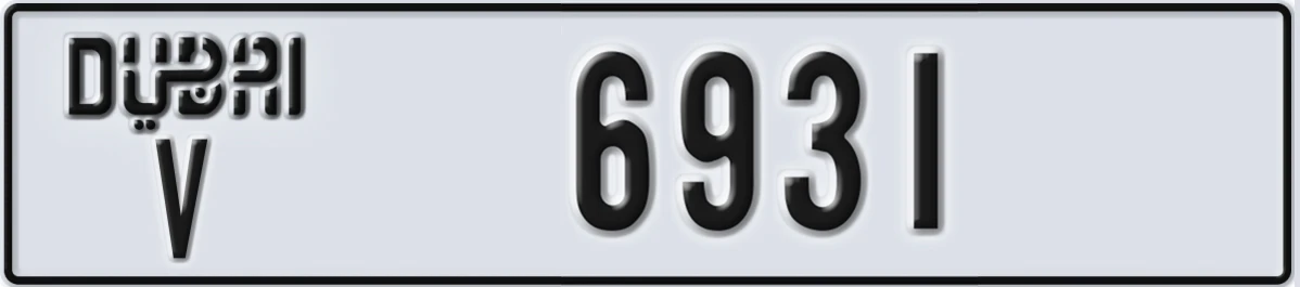 UAE License Plate Dubai V 6931