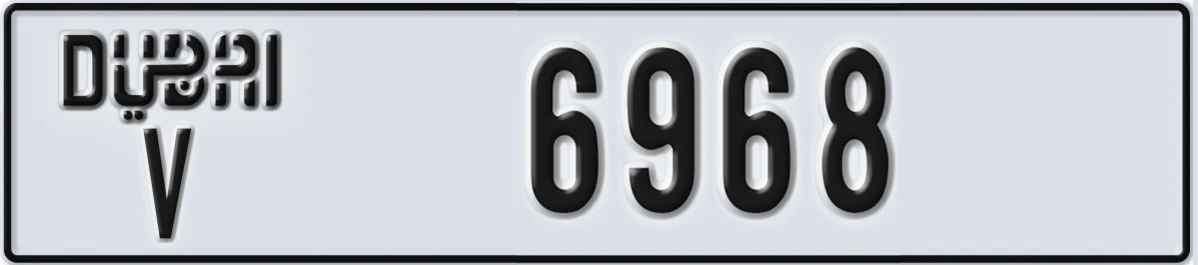 UAE License Plate Dubai V 6968