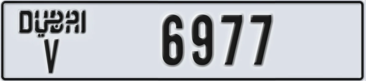 UAE License Plate Dubai V 6977