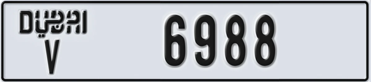 UAE License Plate Dubai V 6988