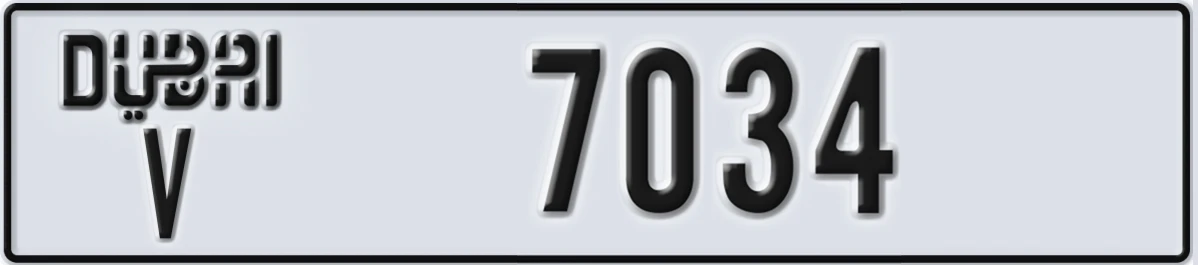UAE License Plate Dubai V 7034