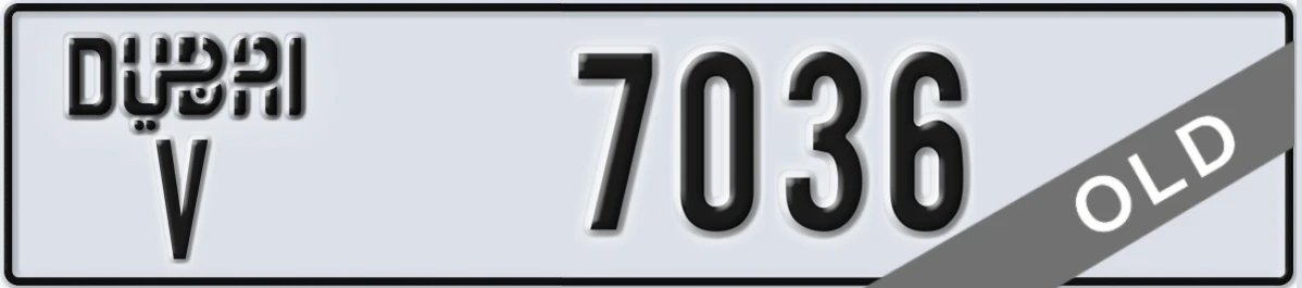 UAE License Plate Dubai V 7036