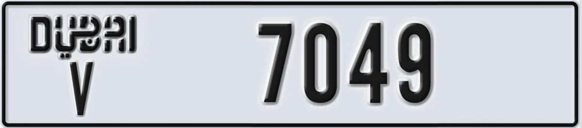 UAE License Plate Dubai V 7049