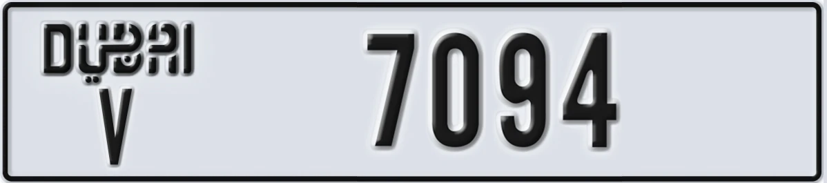 UAE License Plate Dubai V 7094