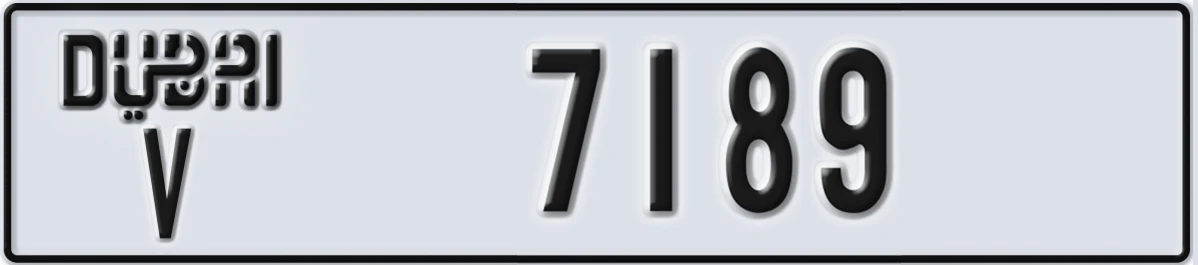 UAE License Plate Dubai V 7189