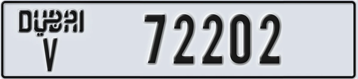 UAE License Plate Dubai V 72202