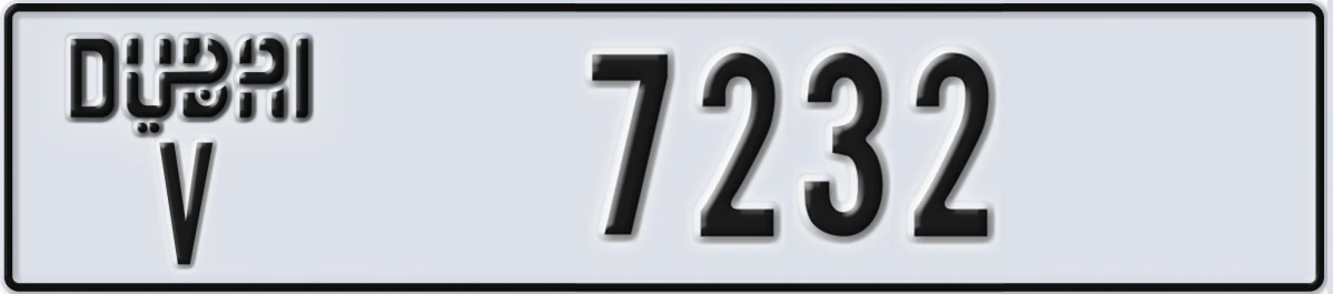 UAE License Plate Dubai V 7232