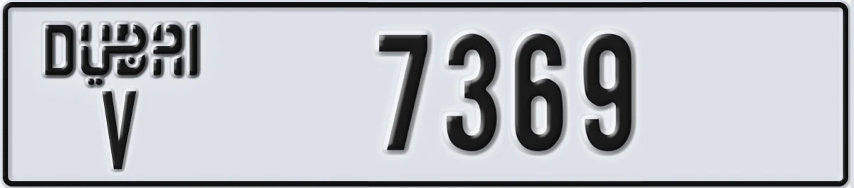 UAE License Plate Dubai V 7369