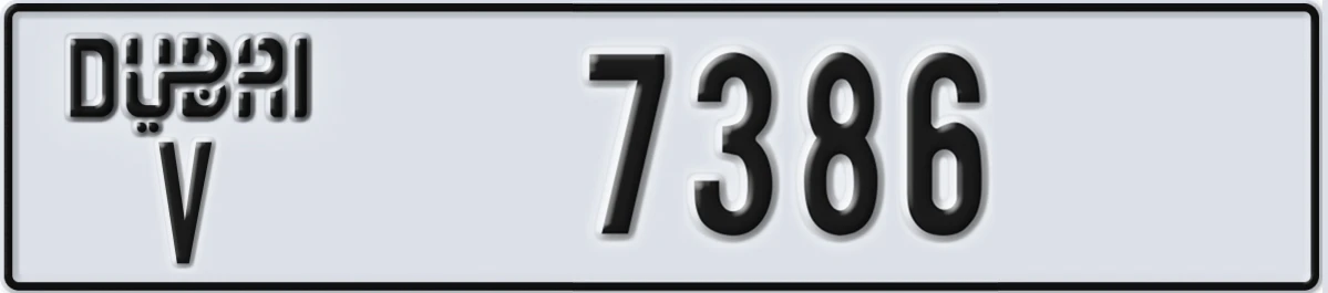 UAE License Plate Dubai V 7386