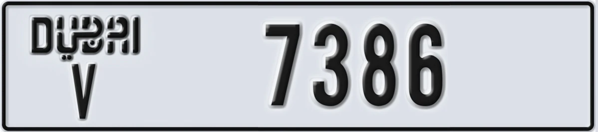 UAE License Plate Dubai V 7386