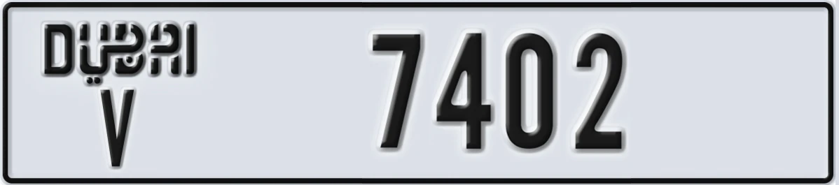 UAE License Plate Dubai V 7402