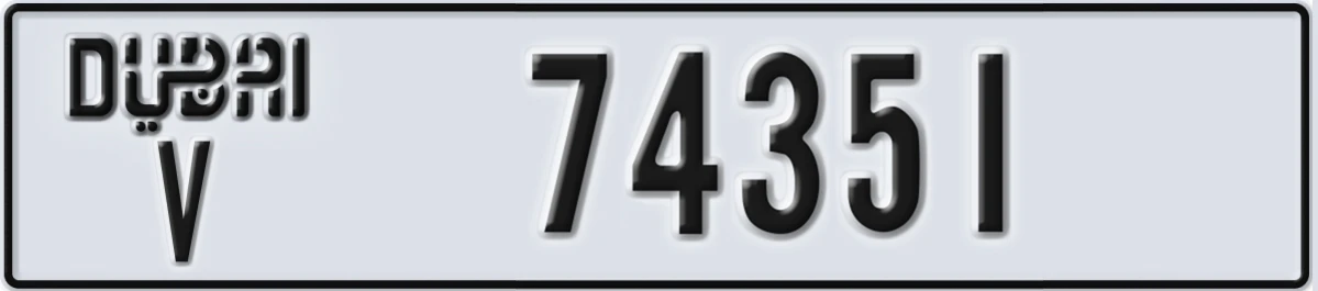 UAE License Plate Dubai V 74351