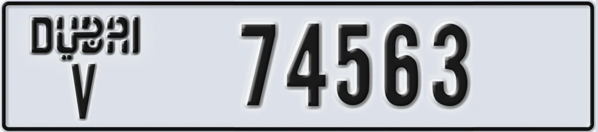 UAE License Plate Dubai V 74563