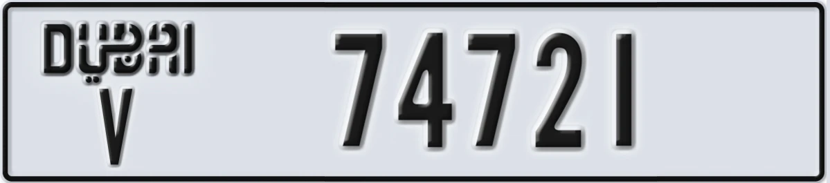 UAE License Plate Dubai V 74721