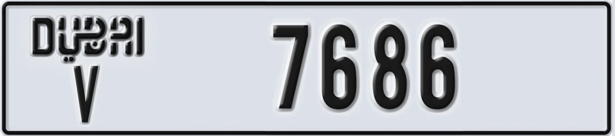 UAE License Plate Dubai V 7686