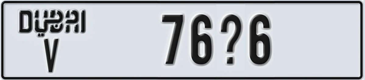 UAE License Plate Dubai V 76X6