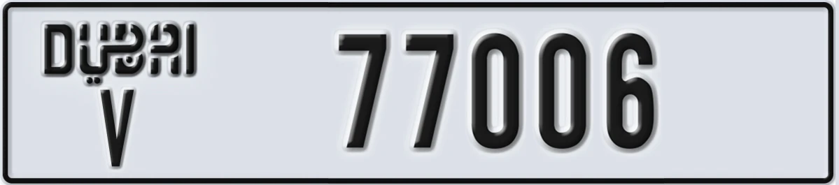 UAE License Plate Dubai V 77006