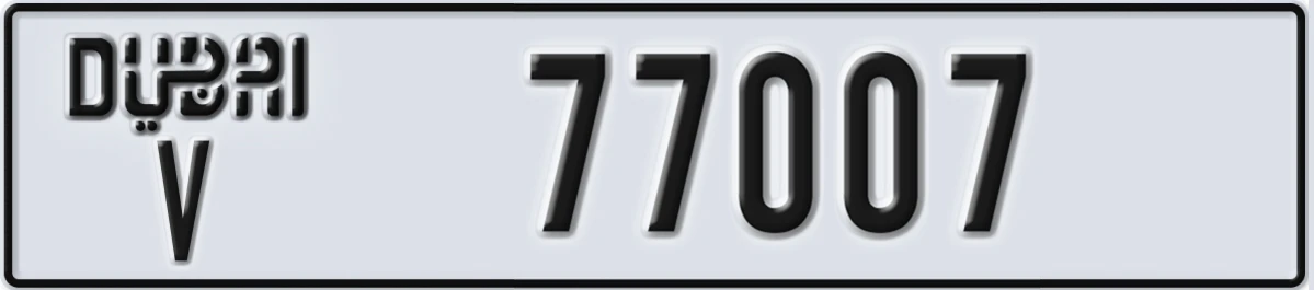 UAE License Plate Dubai V 77007