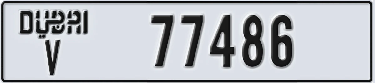 UAE License Plate Dubai V 77486