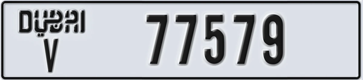 UAE License Plate Dubai V 77579