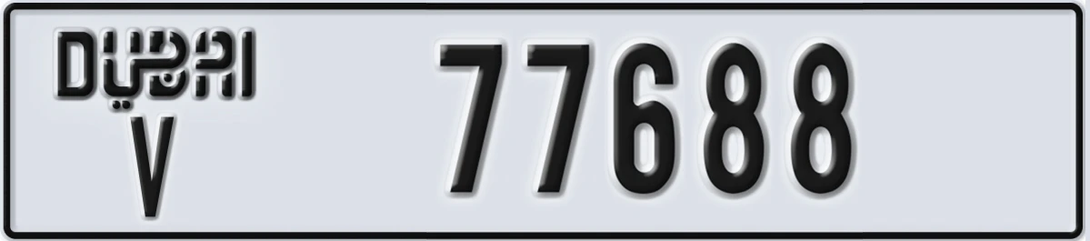 UAE License Plate Dubai V 77688