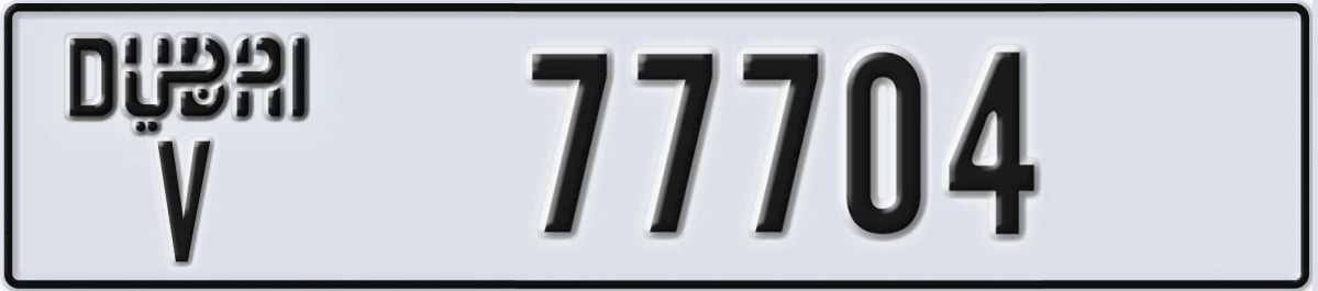 UAE License Plate Dubai V 77704