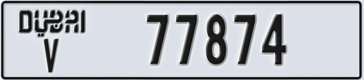 UAE License Plate Dubai V 77874