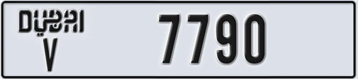 UAE License Plate Dubai V 7790