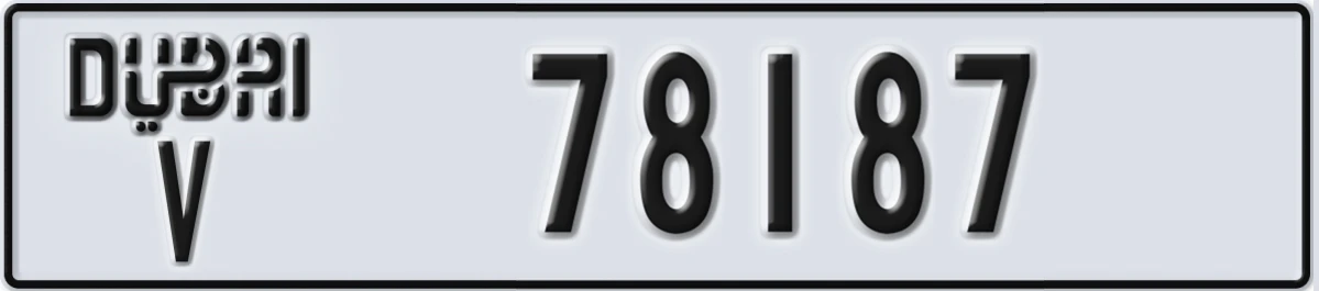 UAE License Plate Dubai V 78187