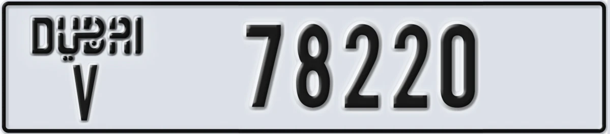 UAE License Plate Dubai V 78220