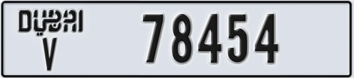 UAE License Plate Dubai V 78454