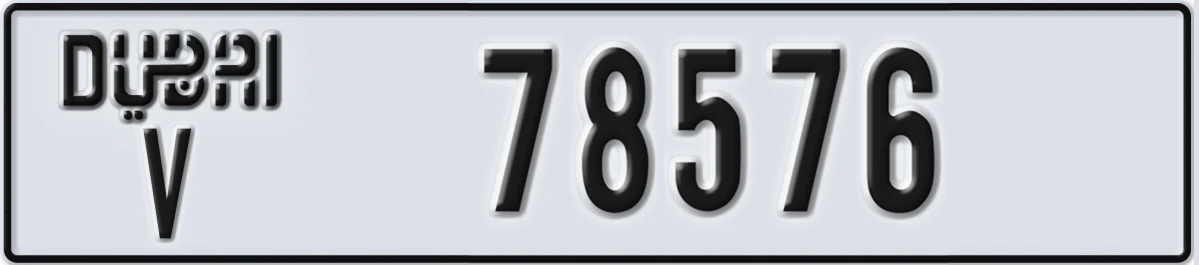 UAE License Plate Dubai V 78576