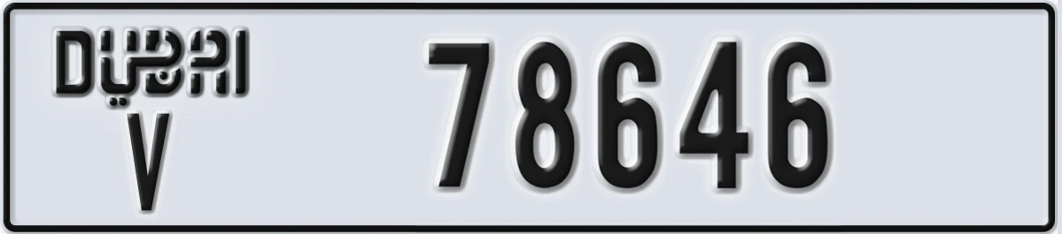 UAE License Plate Dubai V 78646