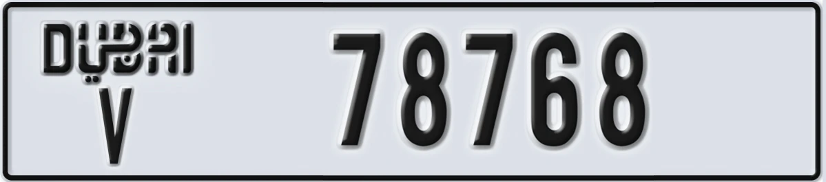 UAE License Plate Dubai V 78768