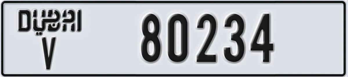 UAE License Plate Dubai V 80234