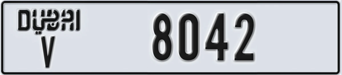 UAE License Plate Dubai V 8042