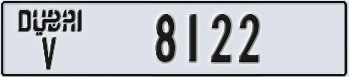 UAE License Plate Dubai V 8122