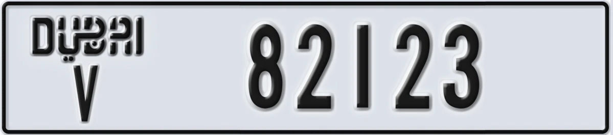 UAE License Plate Dubai V 82123
