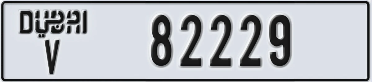 UAE License Plate Dubai V 82229