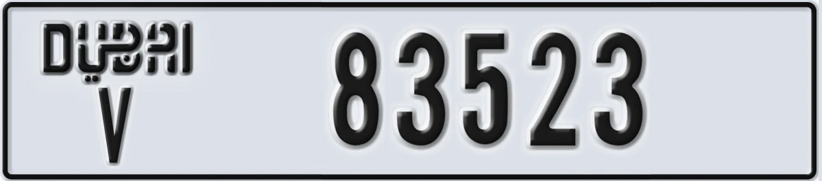UAE License Plate Dubai V 83523