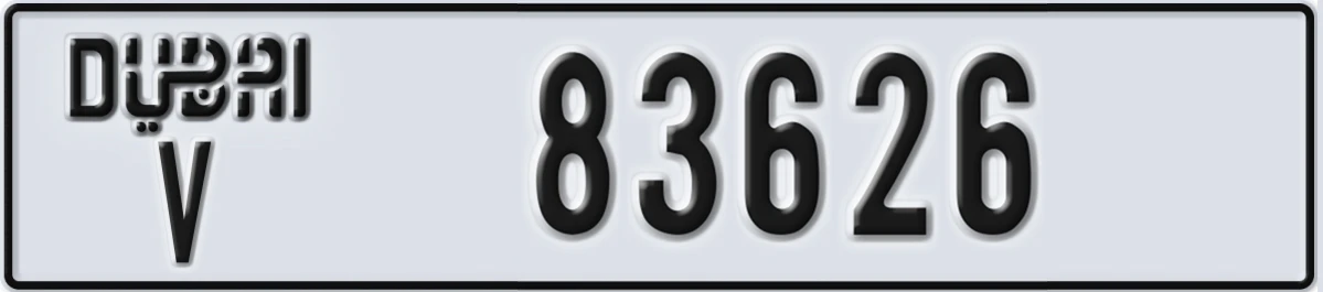 UAE License Plate Dubai V 83626