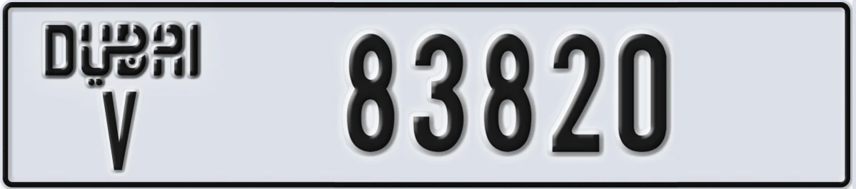 UAE License Plate Dubai V 83820