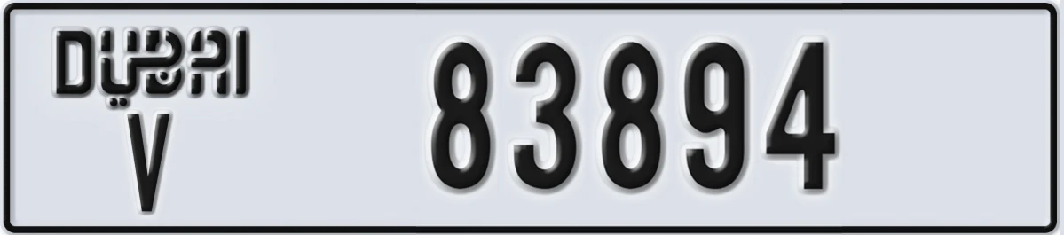 UAE License Plate Dubai V 83894