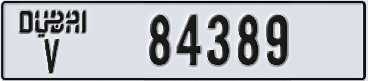 UAE License Plate Dubai V 84389
