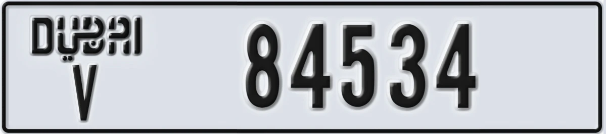 UAE License Plate Dubai V 84534