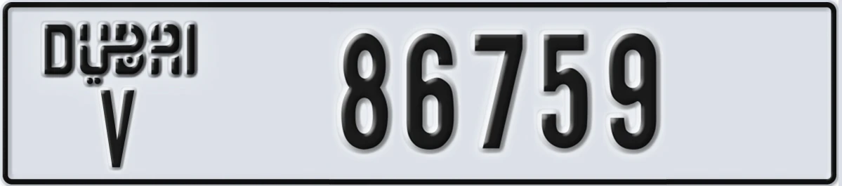 UAE License Plate Dubai V 86759